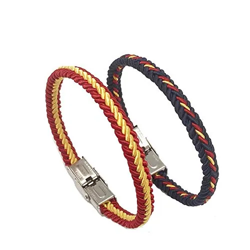 Hispania Colors Pack de dos pulseras con trenza de España (Azul marino + bandera)