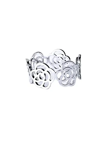 SIMBOLIKS Anillo Rosas de Sant Jordi, Diada de Catalunya, Dia dels Enamorats, Anillo de flores, Rositas, Regalo día de la madre, regalo Mujer, Regalo Rosas, Anillo ajustable de acero inoxidable