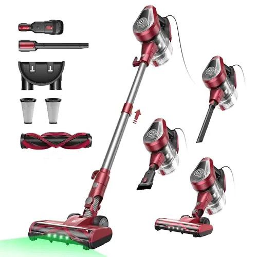 Vexilar C8 Aspiradora con Cable 60KPa/600W,Aspiradora con 7 Metros de Cable, Diseño Elegante,1,5L Depósito de Polvo, 3-en-1 Aspirador Vertical, Aspirador para Suelos/Alfombras/Pelos/Coche