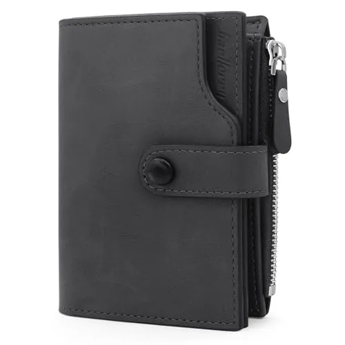 HNOOM Cartera para Hombre con Bloqueo RFID Billeteras con 17 Ranuras Monedero con Cremallera | Regalo Ideal para Hombres | Protección Antirrobo | Cartera Pequeña y Funcional (Negro)