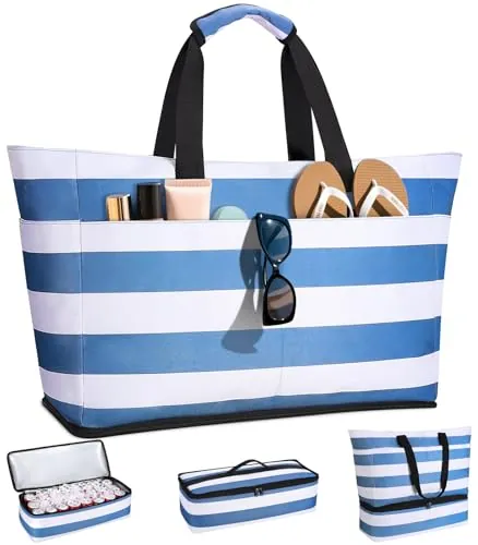 CIRYCASE Bolso Playa Mujer con Nevera 2 en 1, Impermeable & Plegable