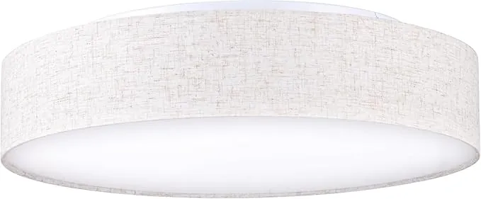 Plafón de Techo Redondo de Tela 50 cm, Pantalla Textil con 3 Casquillo E27 (40W máx.) Lámpara de Techo para Salón, Dormitorio, Pasillo o Habitación Infantil,Sin bombilla (Lino-beige, 50)