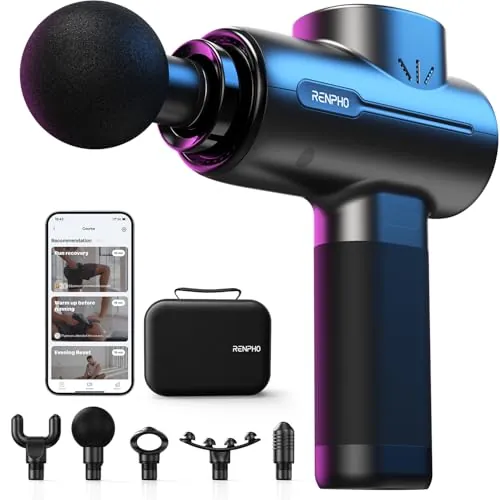 RENPHO Pistola de masaje Bluetooth con App, Active+ Thermacool