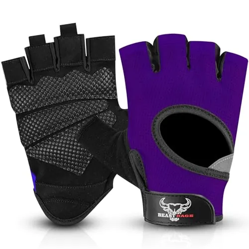 BEAST RAGE Guantes de levantamiento de pesas para hombres y mujeres, guantes de gimnasio para crossfit. Guantes de entrenamiento acolchados de silicona transpirables y antideslizantes para