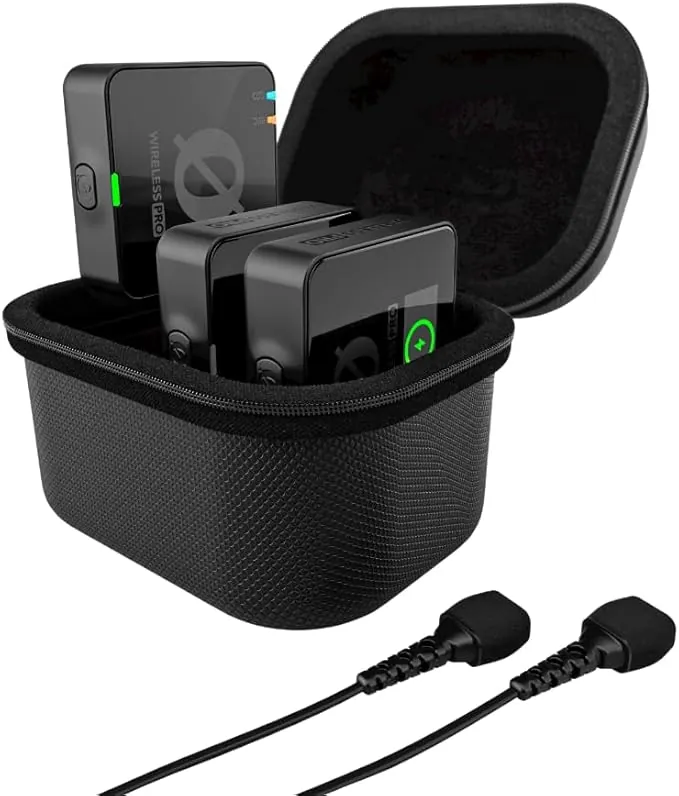 RØDE Wireless PRO es un sistema de micrófono inalámbrico compacto increíblemente potente con timecode, grabación en 32 bits de punto flotante, y una funda inteligente de carga