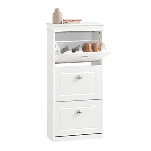 SoBuy Zapatero Blanco Estrecho con 3 Solapas - Mueble Zapatero Estrecho y Alto - Recibidores de Entrada para Pasillo Estrecho, Recibidores, Dormitorio, 53x24x117cm, FSR94-W
