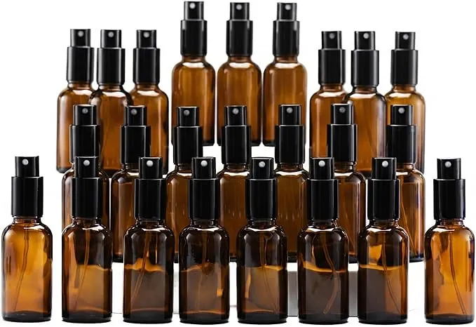 YIZHAO Ambar Bote Spray Pulverizador Cristal 30ml, Pulverizador Cristal Pequeño con Fina Niebla, para Aceite Esencial, Aromaterapia, Perfume,Limpieza, Viaje, Agua,Farmacia, Laboratorio – 24Pcs