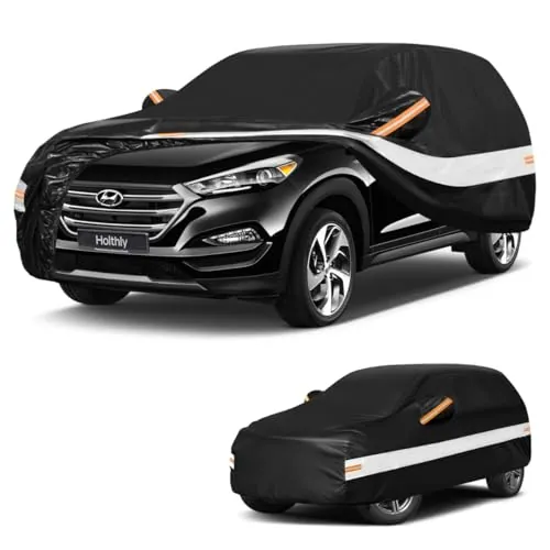Holthly Funda Coche Exterior SUV para Hyundai Tucson(2013-2026),Funda Coche 10 Capas de Protección,Cubre Coche 100% Impermeable,Antipolvo,Cortaviento,Impermeable a la Lluvia,Protección UV.