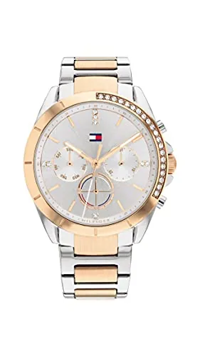 Tommy Hilfiger Reloj Analógico de Cuarzo multifunción para Mujer con Correa en Acero Inoxidable de Dos Tonos - 1782387