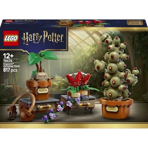 LEGO Harry Potter Hogwarts: Plantas de Herbología 76474 | Juguetes para niños de 12+ años, plantas artificiales en maceta, decoración de habitación, regalo de cumpleaños, 817 piezas