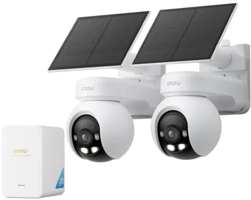 Imou 4K Cámara Vigilancia Exterior Solar, Kit 2 Camaras+Hub, Banda WiFi 6