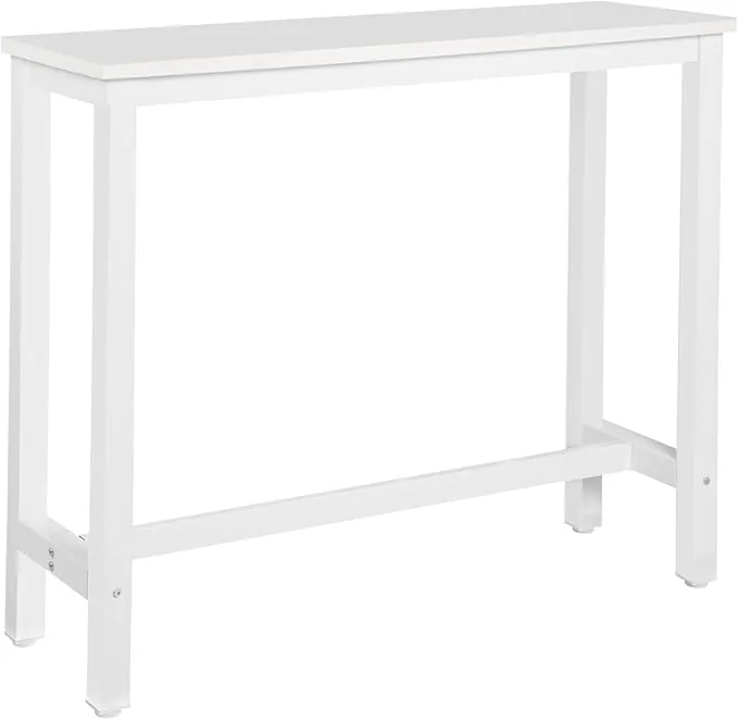 WOLTU Mesa de Bar de Bistro de Comedor con Estructura de Metal, 120x40x100cm (WxDxH) Blanco