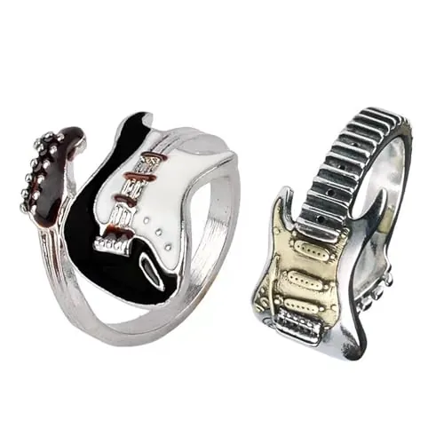 CHROMACRAFT Anillo De Guitarra 2 Piezas, Estilo Rock, Punk y Personalidad De Moda