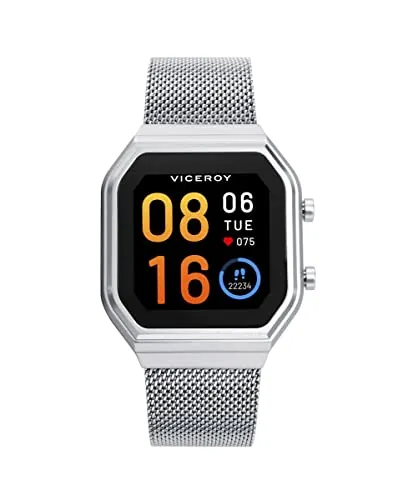 Viceroy Reloj Inteligente Smart Pro Unisex Gris Plata Aluminio con Malla Milanesa Acero 41121-00