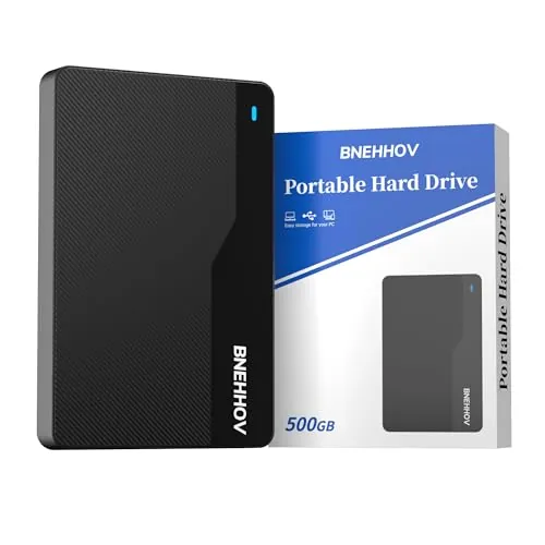 BNEHHOV Disco Duro Externo Portátil Ultra Delgado 500GB HDD Disco Duro USB 3.0 SATA Expansión de Almacenamiento Compatible con PS4, PC, Mac, Windows, Portátil, Xbox, Wii U, Chromebook