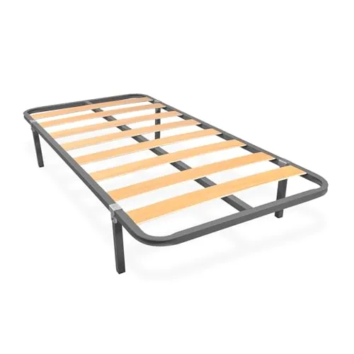 amuéblate Online - Somier de Láminas Estructura 30x30mm con Patas, Tubo Acero 30 x 30 mm, Pintura Epoxi Gris, 90x200