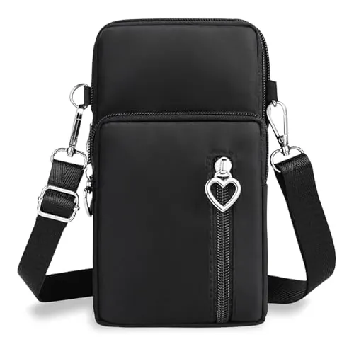 Aucuu -Bandolera Pequeña Mujer de Nailon,Bolso de Teléfono Móvil para Mujer,con puerto para auriculares para teléfonos móviles y Correa Ajustable,Guardar Móvil de Hasta 7"