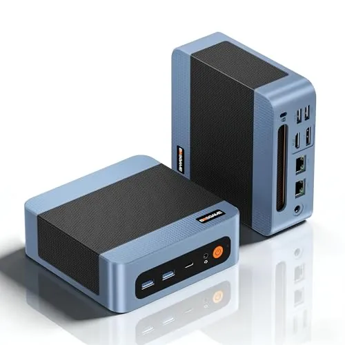 BOSGAME E5 Home-Office-Mini PC, Ryzen 5300U (Supera 4300U/N150, hasta 3.8GHz), 16GB DDR4 RAM 512GB NVMe SSD Mini Desktop, HDMI/DP/USB-C, Triple Pantalla 4K, Doble LAN, WiFi 5, BT5.0, Mini Ordenador
