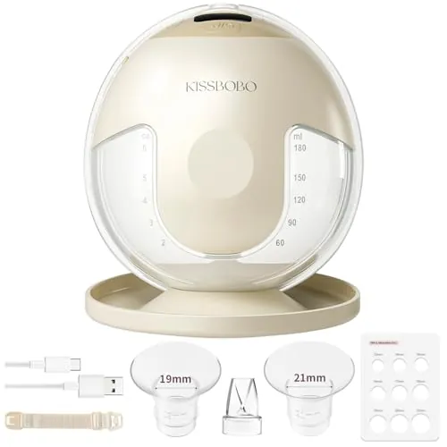 KISSBOBO K5 Sacaleches electricos,19 niveles 4 modos,280mmHg fuerte potencia de succión sacaleches manos libres,indoloro saca leche materna electrico(Beige 1 Pieza)