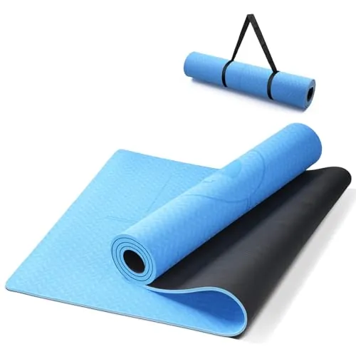 EllyLife Esterilla Yoga Antideslizante con Marcas de Alineación, Caucho Natural y Eco TPE, Extra Gruesa 8mm Duradera Yoga Mat, con Correa para Pilates, Yoga, Ejercicio y Hot Yoga