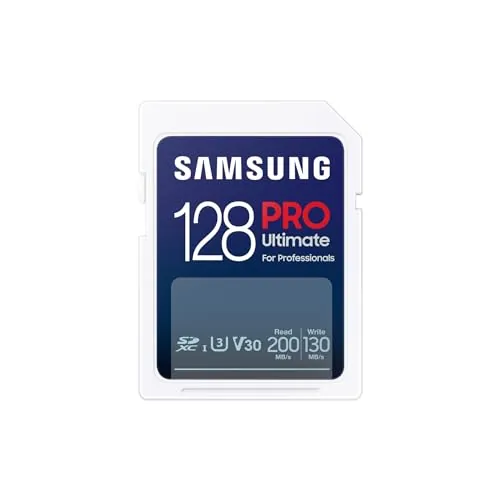 Samsung PRO Ultimate Tarjeta de Memoria SD con Lector USB, 128 GB, Lectura 200 MB/s, Escritura 130 MB/s, UHS-I, C10, U3, V30, 4K UHD, Para Smartphone, Dron o Cámara de Acción (MB-SY128SB)