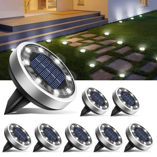 btfarm 8 Piezas Luces Solares LED Exterior Jardin Suelo, 8 LED Luces Solar