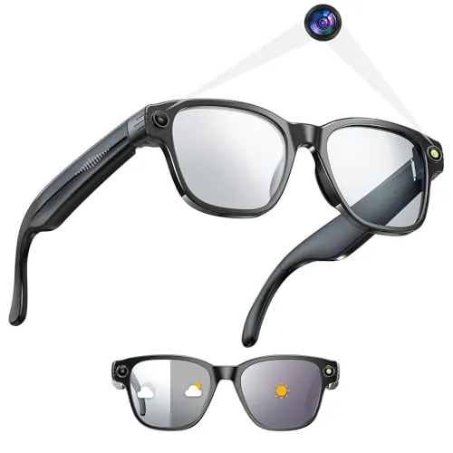 Gafas inteligentes con cámara AI Yowow BIT para hombres y mujeres con 8MP, foto 4K/grabación de video HD 1200P, traducción, asistente de voz GPT, reconocimiento de objetos AI, música/llamada manos