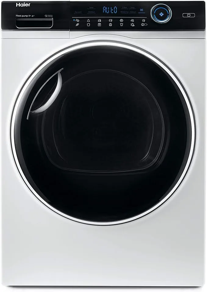 Haier I-Pro Series 7 HD90-A2979-S- Secadora con Bomba de Calor de 9KG, Función Vapor I-Refresh, Función Antiarrugas, Depósito de Agua, Inicio Diferido, Motor Inverter, 14 programas