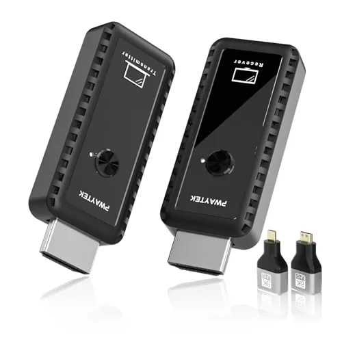 PWAYTEK Transmisor y Receptor HDMI inalámbrico con decodificación 4K, Salida 1080P, Alcance de 164 pies, Doble Banda 2.4G/5G; para PC, portátiles, TV y proyectores; Plug & Play