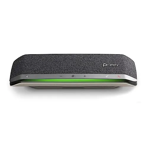 Altavoz manos libres inteligente Poly Sync 40 - Espacios de trabajo flexibles, Se conecta a PC mediante un cable USB-A o USB-C y a teléfonos inteligentes a través de Bluetooth - Funciona: Teams y Zoom