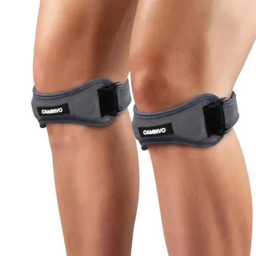 CAMBIVO Rodillera Adjustable x2, Cinta Rotuliana, Rodilleras Menisco y Ligamento con Correa para Tendón Rotuliano, Correr, Saltar, Gym, Alivio de la Tendinitis, Estabilización de la Articulación