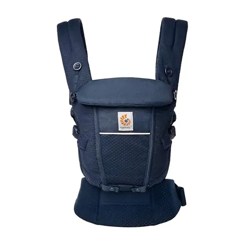 Ergobaby Mochila portabebé Adapt para recién nacidos desde el nacimiento, portabebé ergonómico de malla SoftFlex de 3 posiciones para transportar en el abdomen y en la espalda, Midnight Blue