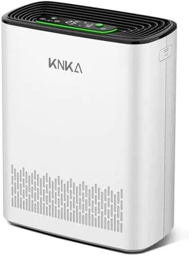 KNKA Purificador de Aire HEPA, CADR 300 m³/h, para Habitaciones hasta 80 m², Elimina 99,97% de Polvo, Polen y Olores, Sensor Inteligente, Modo Auto y Reposo, Ideal para Fumadores y Mascotas (APH3000)