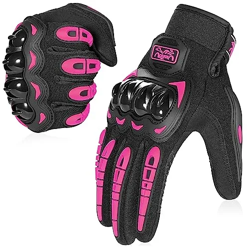COFIT Guantes de Motos, Guantes de Pantalla Táctil Full Touch para Carreras de Motos, MTB, Escalada, Senderismo y Otros Deportes al Aire Libre - Rosa S