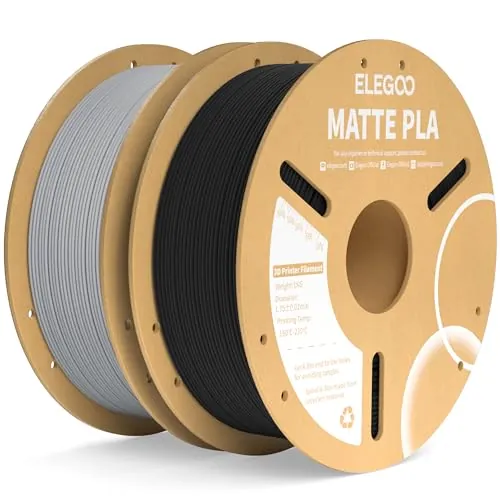 ELEGOO Filamento PLA MATE 1.75 2KG Negro y Gris