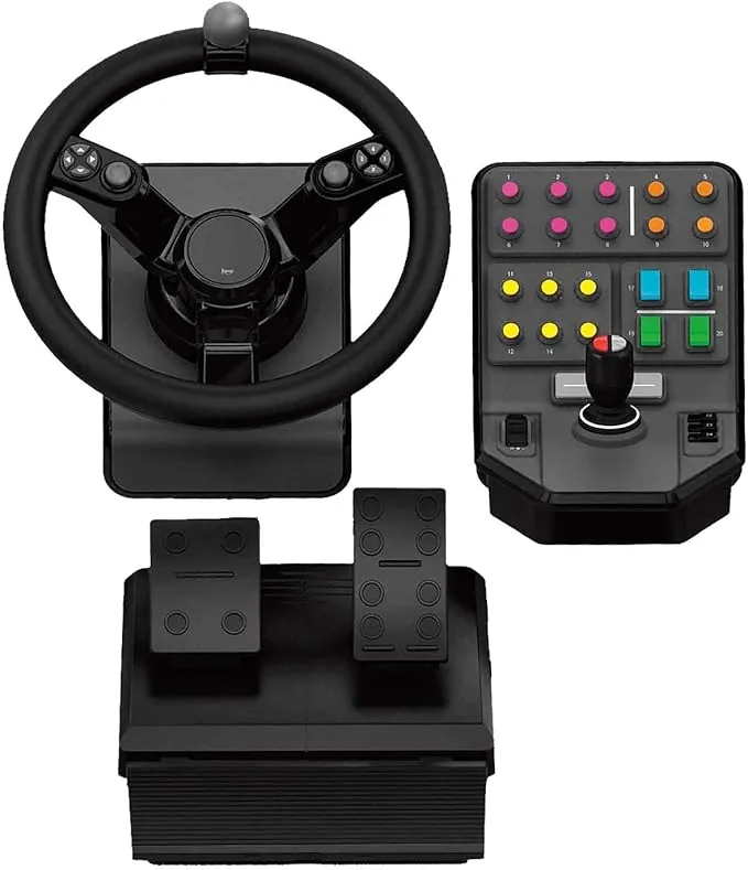 Logitech G Saitek Paquete de Equipo Pesado, Volante 900 Grados, +38 Botones Asignables, Dos Palancas Analógicas, USB, PC/Mac - Negro
