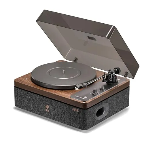 Stack Stone DS07 Tocadiscos Bluetooth portátil con Jamo Altavoces Estéreo Reproductor de Discos de Vinilo Correa de Velocidades 33/45 RP, Integrados RCA, Negro