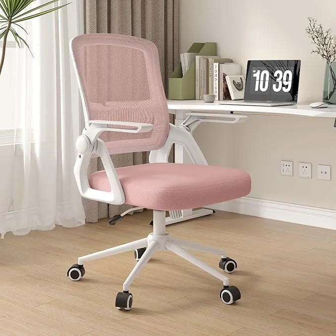 naspaluro Silla Ergonómica de Oficina con Respaldo de Malla y Soporte Lumbar, Silla Escritorio Giratoria Altura Regulable, Reposabrazos Plegables 90°, Función Inclinable, para Hogar y Oficina, Gris