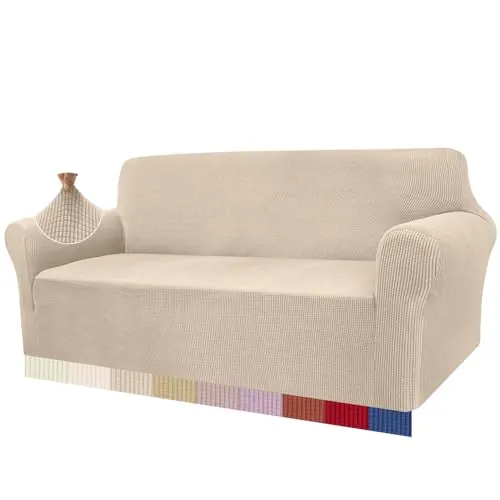 Granbest - Funda de sofá de Alta Elasticidad, diseño Moderno, Jacquard, para el salón, para Perros y Mascotas (3 plazas, Beige)