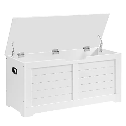 VASAGLE Puff Almacenaje con 2 Bisagras de Seguridad, 100 x 40 x 46.4 cm