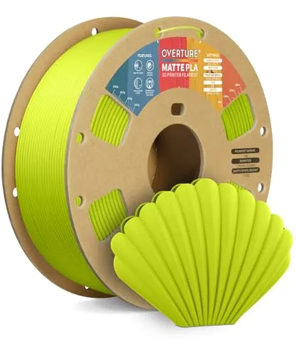 OVERTURE Mate PLA Filamento de 1,75 mm, Rollo PLA Mate 1kg Bobina de Cartón (2.2lbs), Precisión Dimensional +/- 0.02 mm(Verde Hierba Mate)