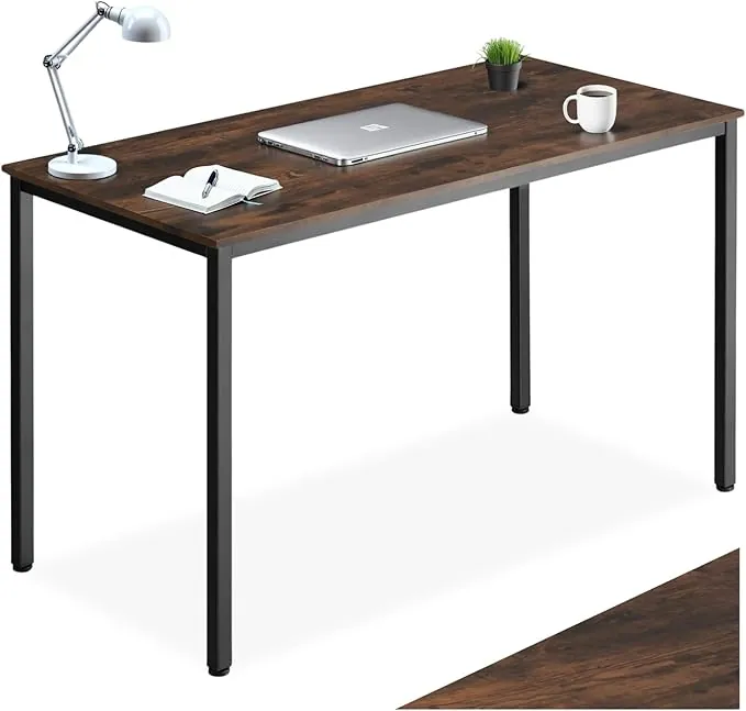 tectake® Mesa Escritorio de Madera con Estructura Resistente, Mesa de Ordenador para Oficina, Diseño Industrial, Mesa de Escritorio Moderna - 120 x 60 x 75,5 cm Madera Industrial Oscura, Rústica