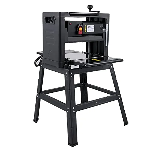 Vevor Regruesadora 330 mm Cepilladora de Madera 2000 W Máquinas de Cepilladora de Prensa Cepillo Eléctrico para Madera Profundidad 3 mm con Soporte, Negro