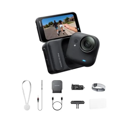 Insta360 GO Ultra Paquete para Running Negro Medianoche- Pequeña cámara 4K Manos Libres, Ligera y Portable, Excelencia con Poca luz, Montaje polivalente, FlowState, 200 min de batería, Running