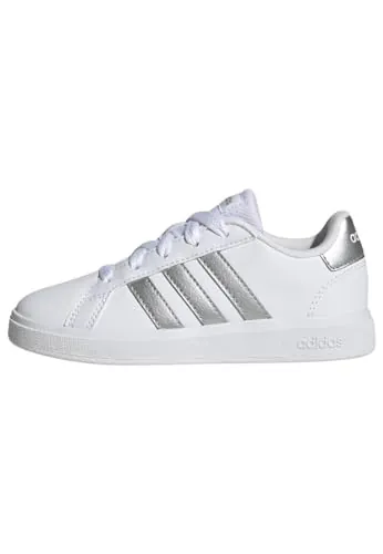 adidas Grand Court Lifestyle Tennis Lace-Up Shoes, Zapatillas de Tenis Unisex niños, White Matte Silver Matte Silver, 28 EU