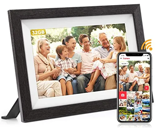FUMAT Frameo Marco de Fotos Digital WiFi, 10 Pulgadas Pantalla táctil HD IPS (1280 x 800), Memoria Integrada de 32 GB, Compartir Fotos y Videos Via App Frameo, Rotación Automática