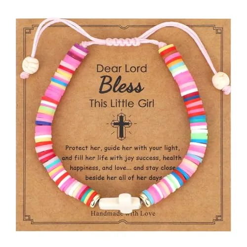 Mikovivi Pulsera de Cruz para Niñas, Pulsera para Niñas, Pulseras de Jesús Cristianas Coloridas Regalos de Joyería para Niños Niñas Adolescentes, Hijas, Hermanas, Regalos Católicos