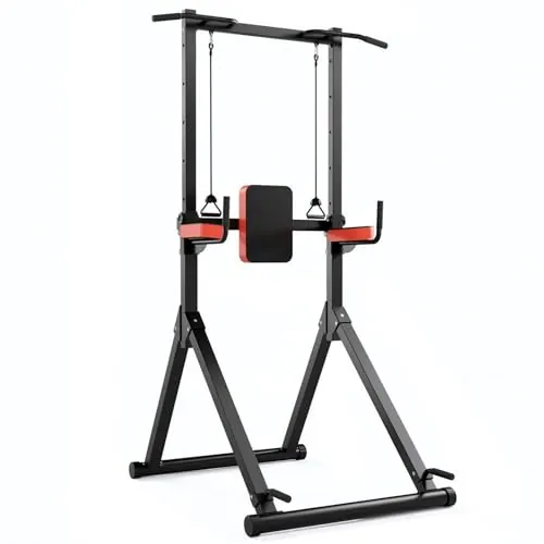 All-in-One Power Tower Dip Station Barra de dominadas independiente multifunción para estación de potencia, dispositivo de entrenamiento de fuerza en el gimnasio en casa, altura regulable