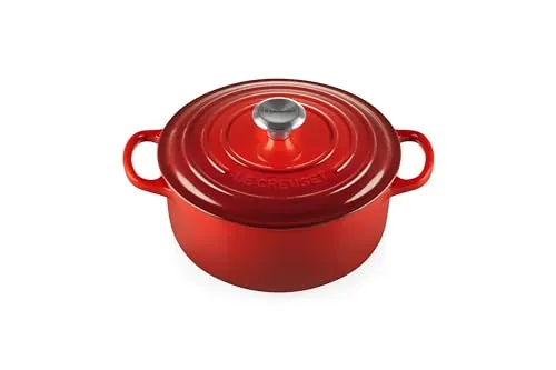 Le Creuset Cocotte redonda de hierro fundido, 20 cm, 2, 4 L, Todas Las Fuentes de Calor incluso inducción, Cereza, 21177200602430