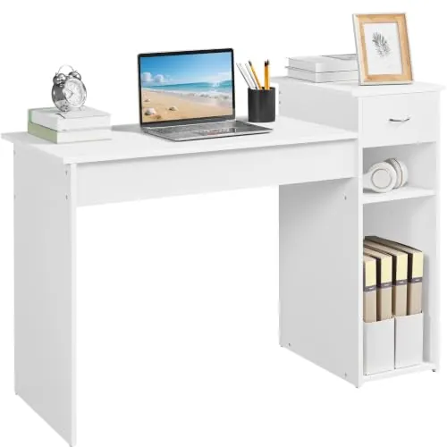 Yaheetech Mesa para Ordenador Moderna con Cajón y 2 Estantes 122x50x87 cm